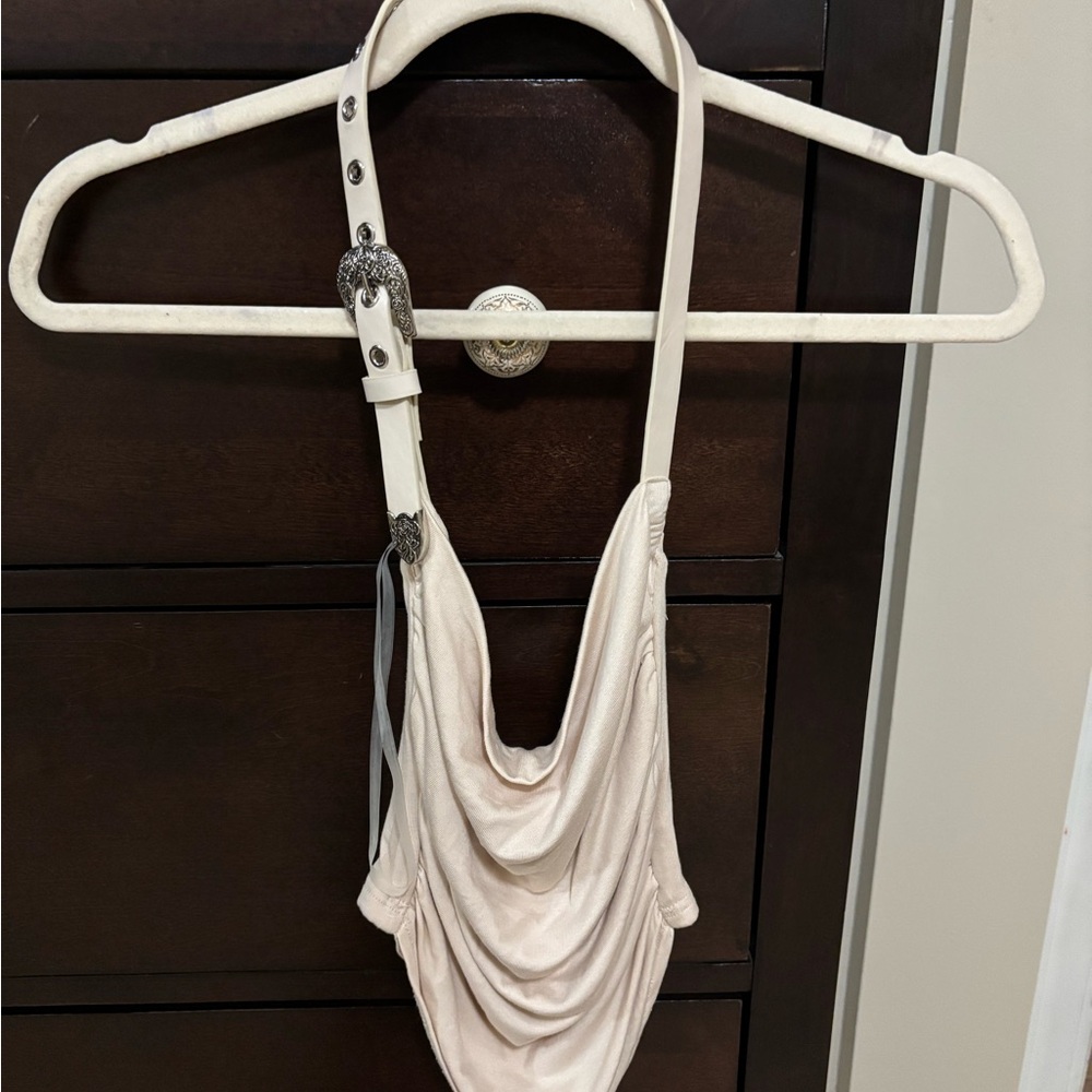 Windsor Ivory Halter Top with Silver Details